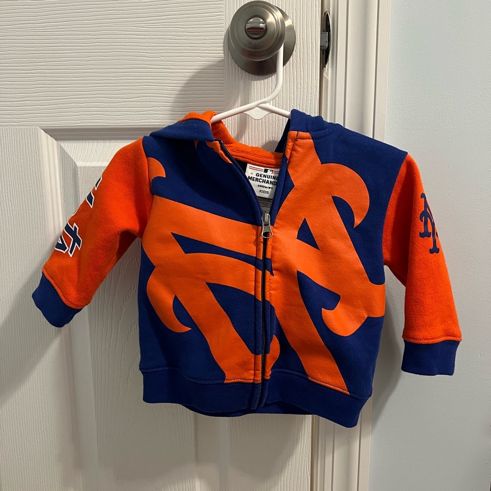 New York Mets!! Genuine Merchandise Orange and Blue Kids Hoodie